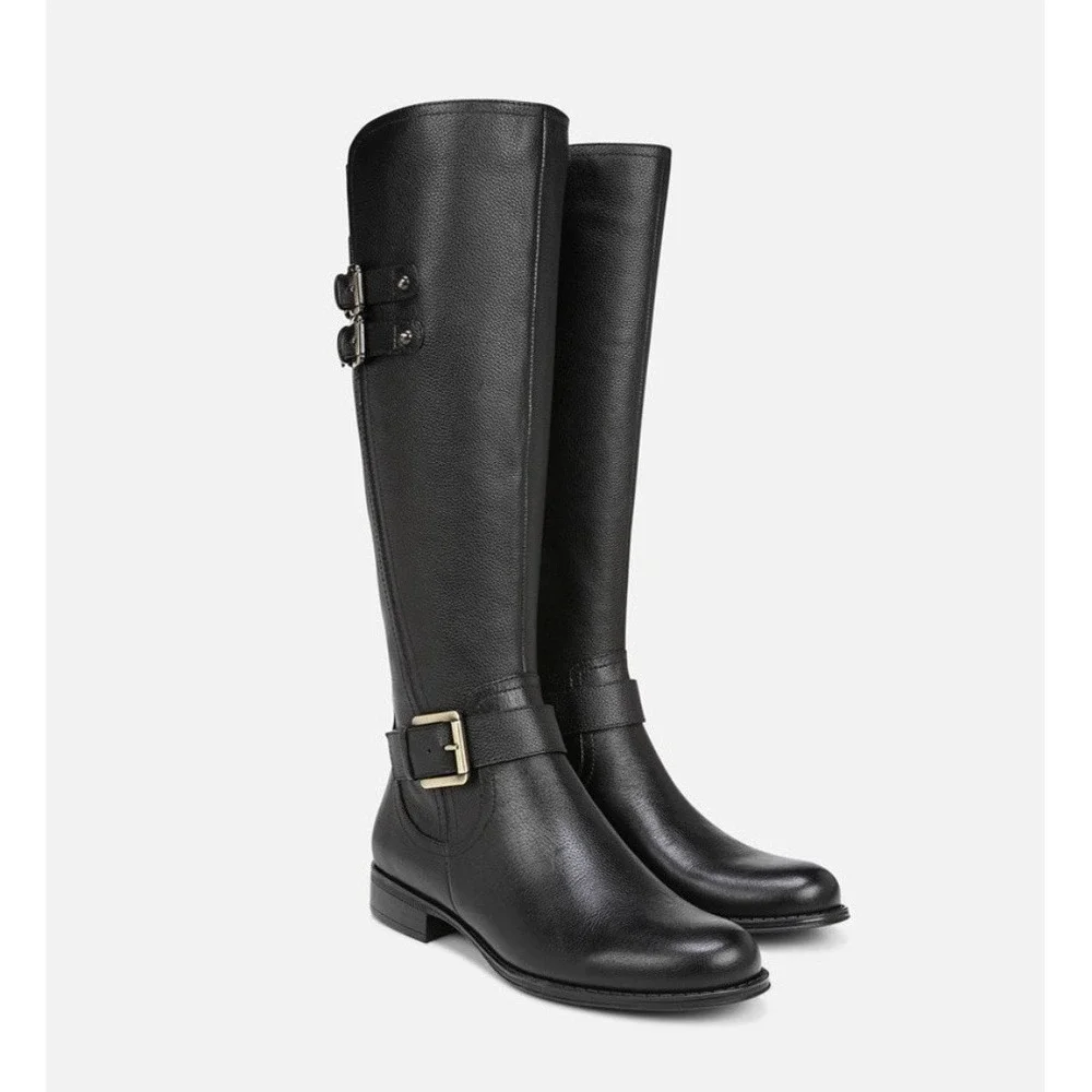 Naturalizer Jessie Black Leather Knee High Tall Riding Boots Women's size 9 Wide